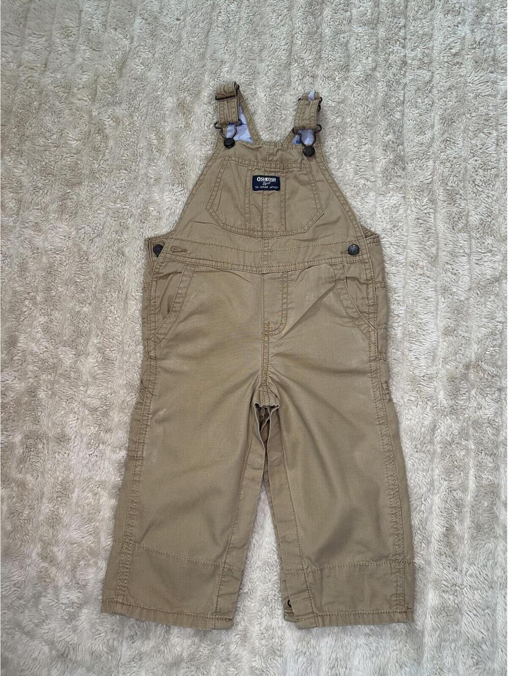 OshKosh B'gosh utility carpenter cotton overalls Size 24M khaki classic unisex